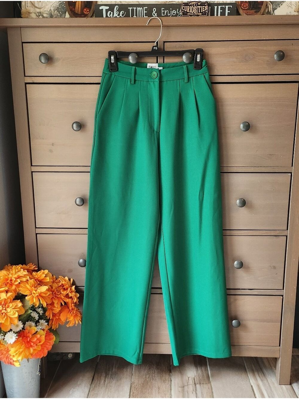 Princess Polly Emerald Green High-Waist Wide Leg Pants